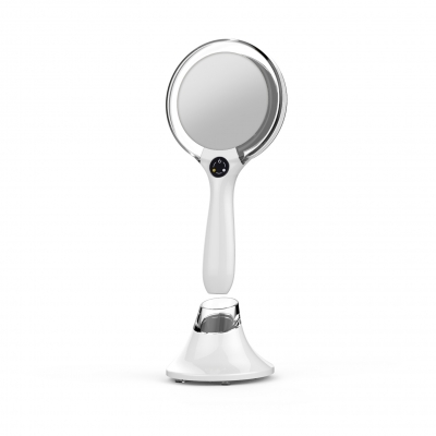 iHome 10.24 inx 16.35 inLighted Magnifying Bluetooth Handheld Makeup  Mirror in Silver Nickel ICVBT10SN